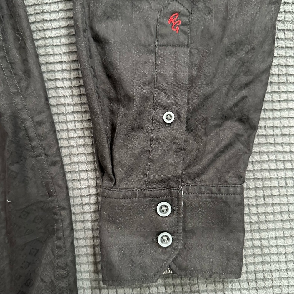 Robert Graham Classic Fit Black Jacquard Shirt Mens Large L - Picture 2 of 9